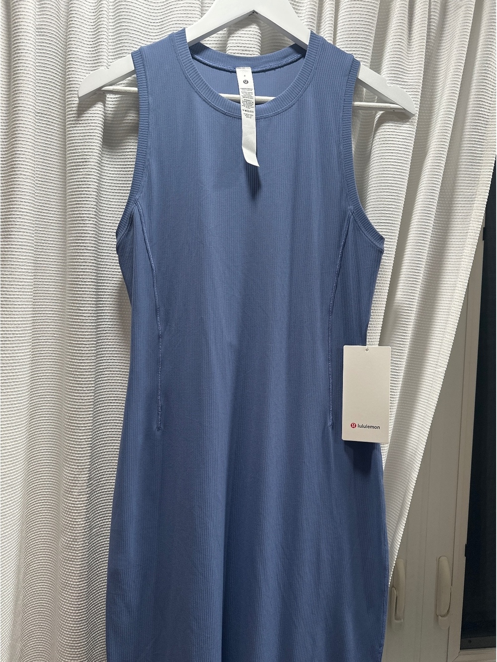 (4)Lululemon All Aligned Ribbed Midi Dress Size 8 Blue